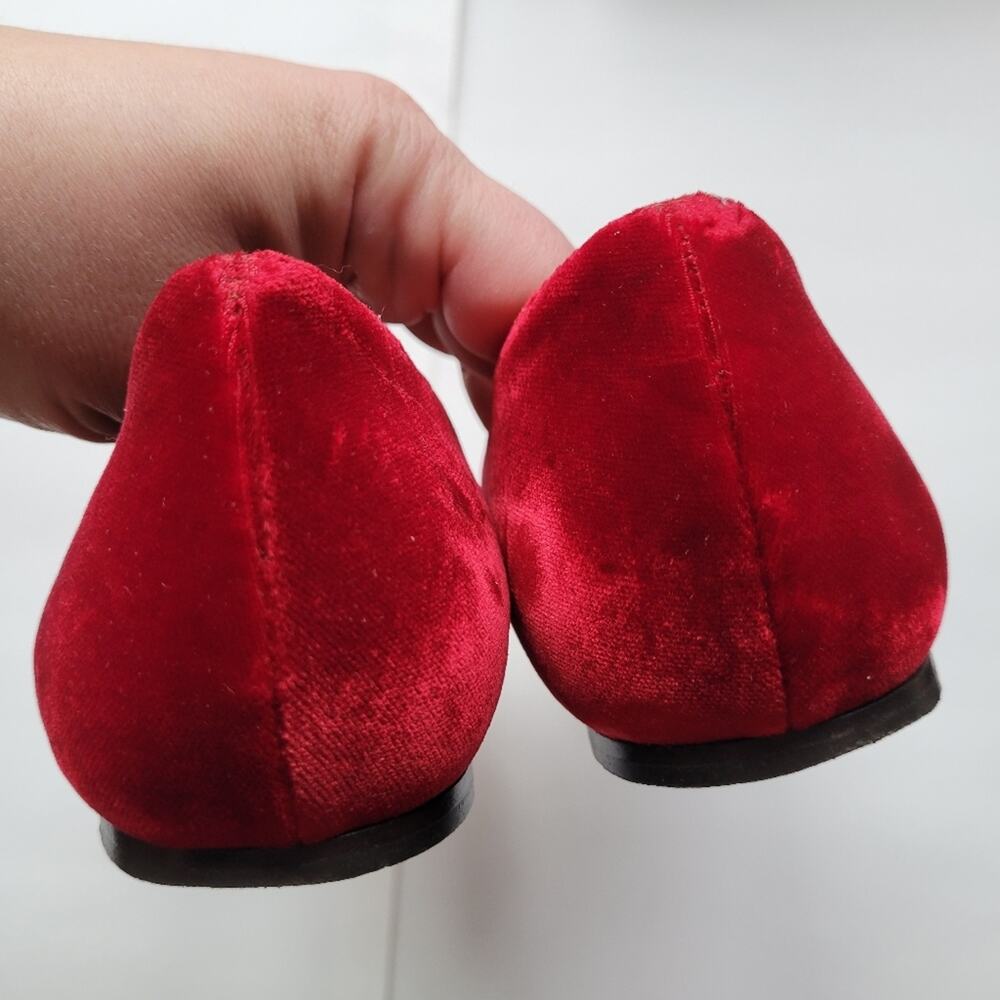 Tabitha Simmons Red Velvet Flats - Picture 7 of 13